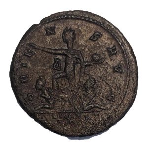 Aurelian – Antoninianus – Sol advancing left, stepping on captive
